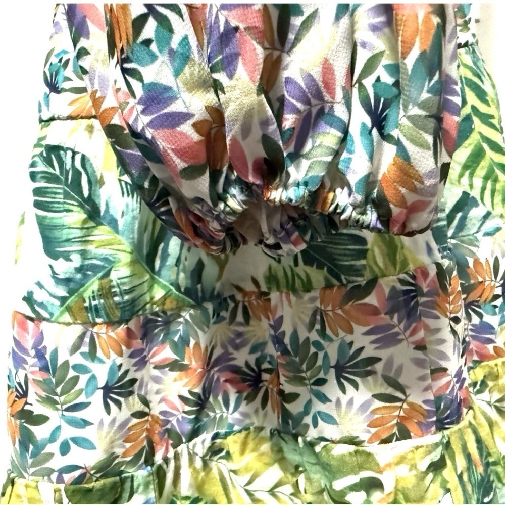 All Things Mochi Liona Mini Dress Tropical Floral Fit Flare Green Size S - Picture 6 of 14